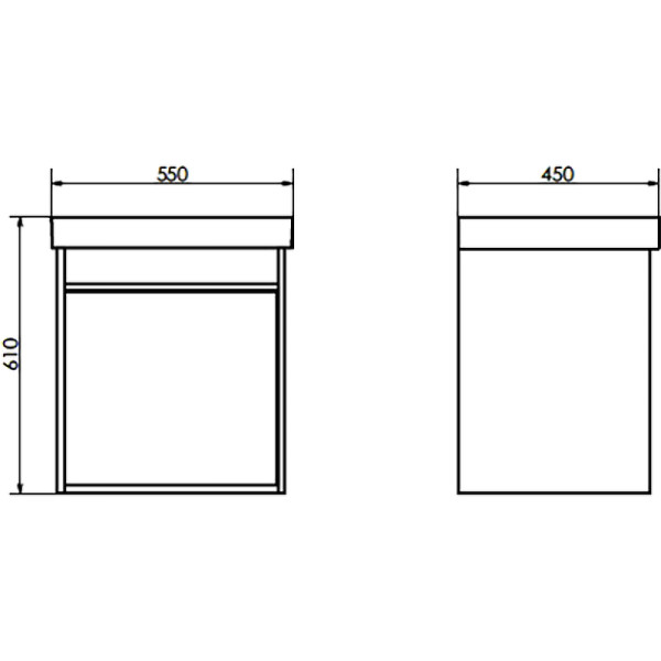 Тумба подвесная с раковиной Comforty Вена 550x450x610 дуб дымчатый (00-00008928)
