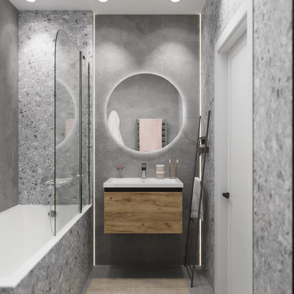 Тумба подвесная 1Marka Aris 590x447x400 антрацит/дуб крафт золотой (Ц0000042279)