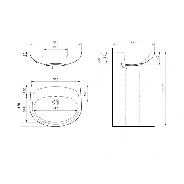 Раковина подвесная Santek Анимо 580x476x202 белая (1WH110505) Раковина подвесная Santek Анимо 580x476x202 белая (1WH110505)