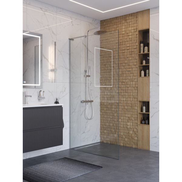 Душевое ограждение BelBagno Uno 100x200 стекло прозрачное, профиль хром глянцевый (UNO-L-1-TB-100-C-Cr)