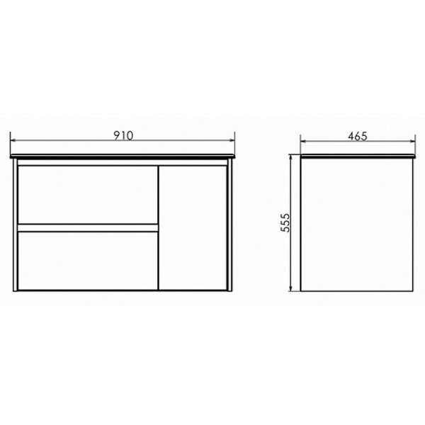 Тумба подвесная с раковиной Comforty Бремен 900x465x555 дуб белый (00004142375)