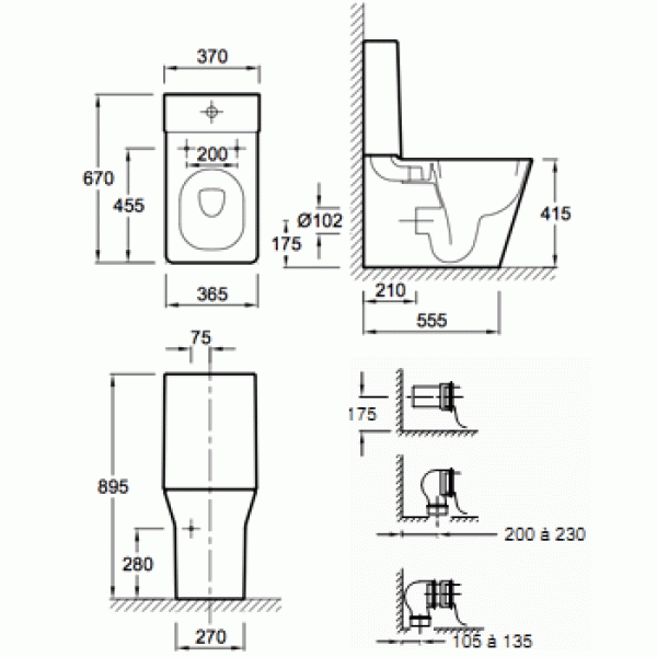 Унитаз напольный Jacob Delafon Reve 670х365х415 (5033K-00)