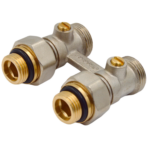 Фитинг двойной со встроенным шаровым краном Okseler с комплектом адаптеров 1/2"х3/4" (oks00389)