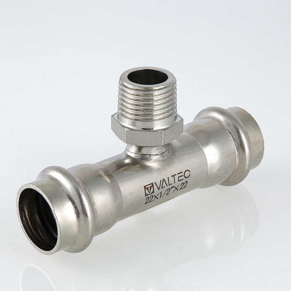 Тройник переходной Valtec 15*1/2"Н*15 (нерж.ст., пресс) (VTi.933.I.150415) Тройник переходной Valtec 15*1/2"Н*15 (нерж.ст., пресс) (VTi.933.I.150415)