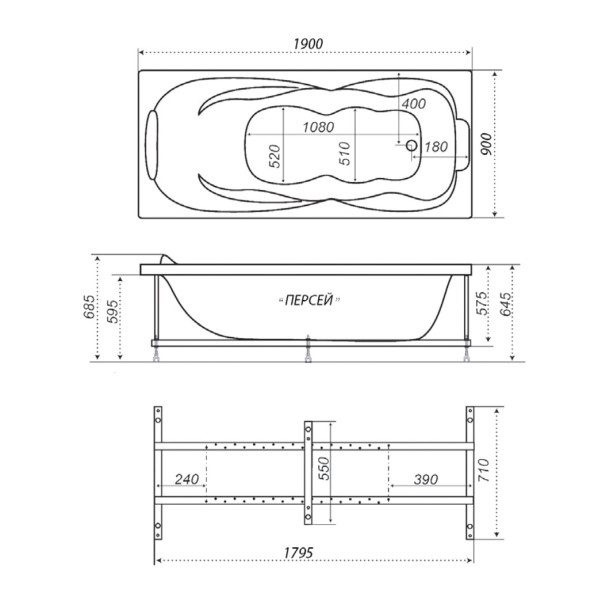 Ванна акриловая Triton Персей 190х90 Ванна акриловая Triton Персей 190х90