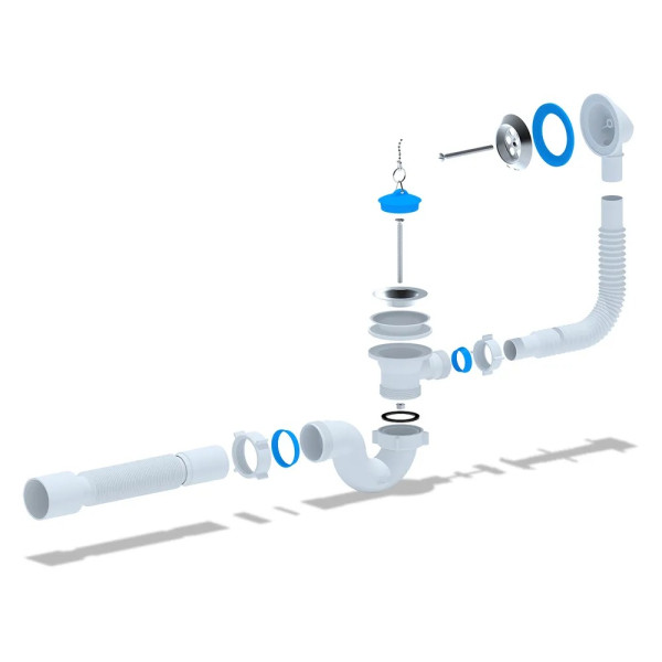 Обвязка для ванны АНИ с выпуском 1 1/2"*40 трубный сифон, с гибкой трубой 375*40/50 АНИ пласт (E155)