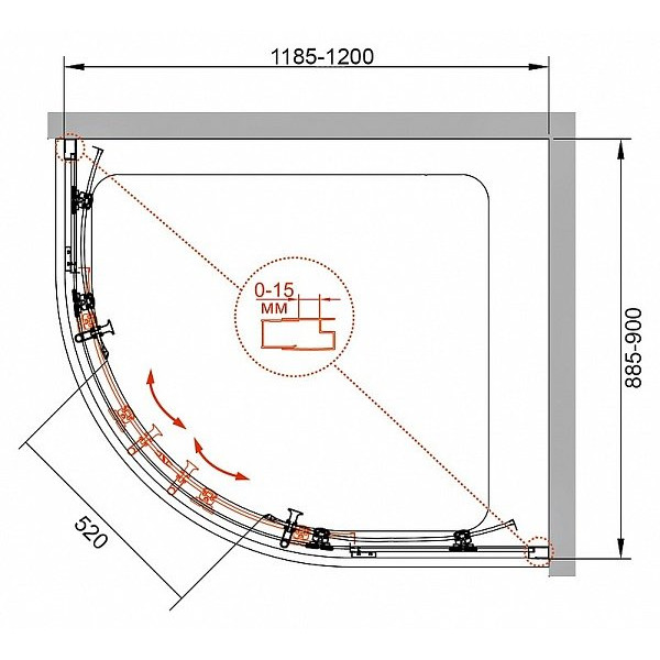 Душевой уголок Cezares Eco 120x90x190 стекло текстурное Punto (ECO-RH-2-120/90-P-Cr)