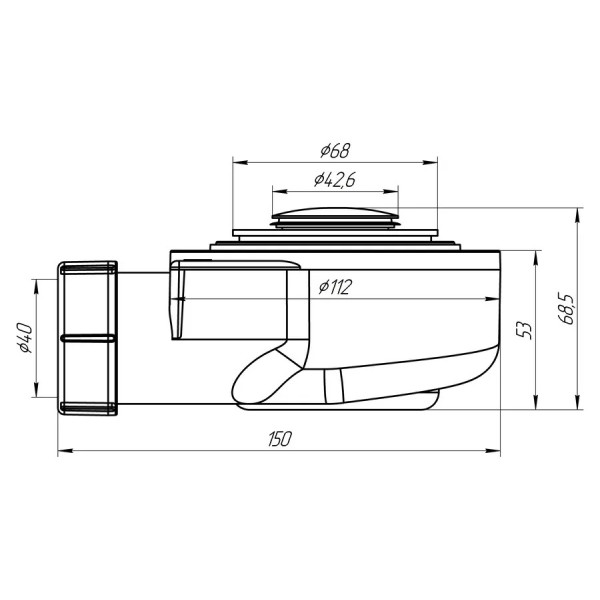 Сифон для душевого поддона АНИ 1 1/2"*50 (h=53 мм.) клик-клак (хром) АНИ пласт (E450CL) Сифон для душевого поддона АНИ 1 1/2"*50 (h=53 мм.) клик-клак (хром) АНИ пласт (E450CL)