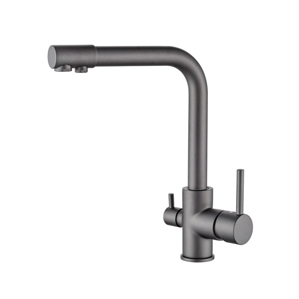 Смеситель для кухни Ledeme серый, с выходом для питьевой воды (L4055U-3)