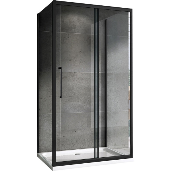 Душевой уголок Abber Schwarzer Diamant 100x180 стекло прозрачное, профиль черный (AG30180BH-S100B-S100B) Душевой уголок Abber Schwarzer Diamant 100x180 стекло прозрачное, профиль черный (AG30180BH-S100B-S100B)