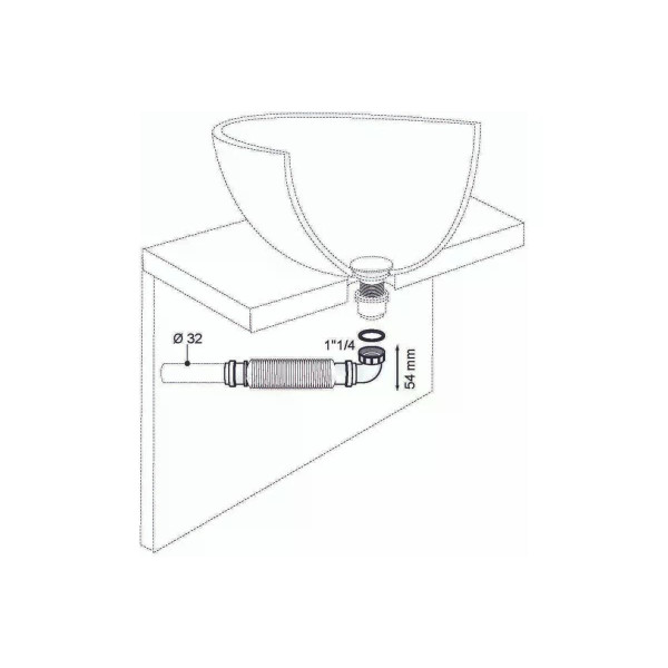 Сифон 32x1 1/4" "Senzo" без выпуска соединение PUSH-FIT Wirquin (30719168)