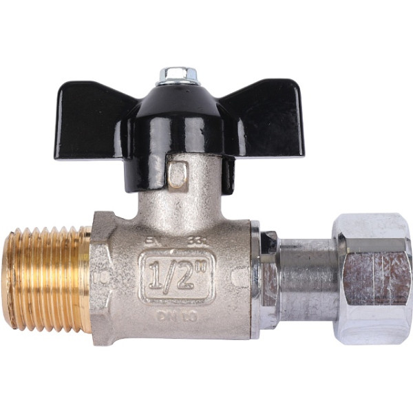 Кран 3/4"*3/4" НВ шаровый с накидной гайкой Stout (черная бабочка) (SVB-1009-000020)