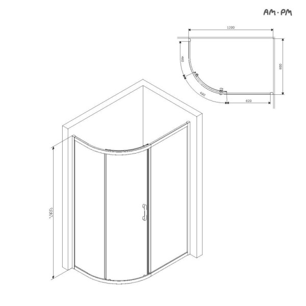 Душевой уголок AM.PM Like 120х80x190 стекло матовое, профиль хром (W83UG-302U120MT) Душевой уголок AM.PM Like 120х80x190 стекло матовое, профиль хром (W83UG-302U120MT)