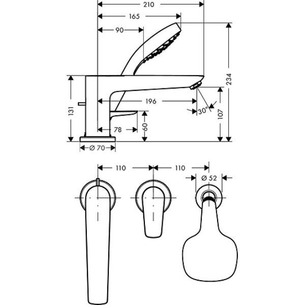 Смеситель для ванны Hansgrohe Talis E (71731000)