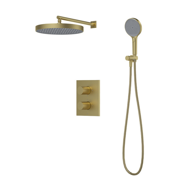 Душевая система Iddis Duna с тропическим и ручным душем с термостатом матовое золото (DUNMG0Ti67)