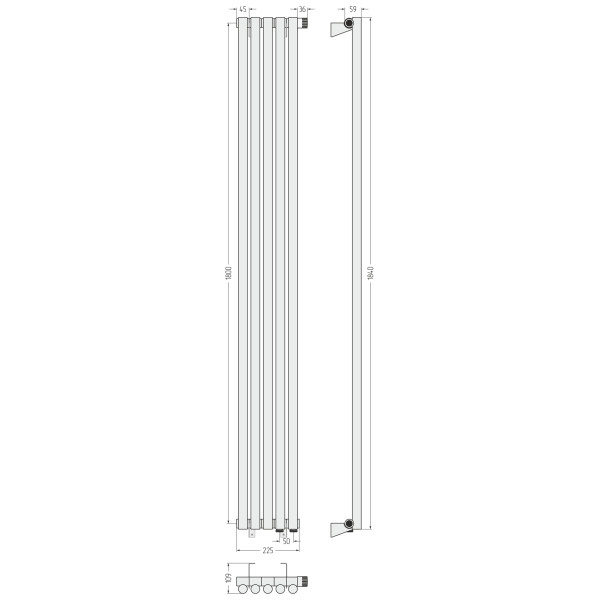 Радиатор стальной Сунержа Эстет 225x1800 5 секций белый матовый (30-0311-1805)