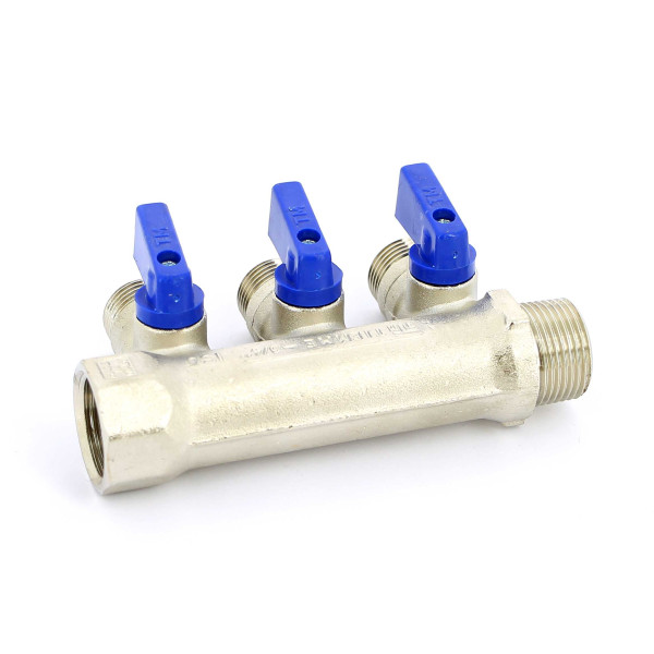 Коллектор с шаровыми кранами Tiemme NINO 3 выхода 3/4*1/2"(16) (никель) (1820003) Коллектор с шаровыми кранами Tiemme NINO 3 выхода 3/4*1/2"(16) (никель) (1820003)