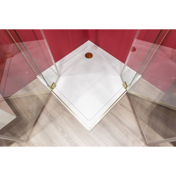 Душевой уголок Cezares Slider 90x100x195 стекло прозрачное, профиль брашированное золото (SLIDER-AH-2-90/100-100/110-C-BORO)