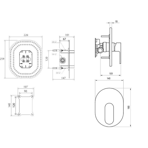 Смеситель для душа Ravak Chrome CR 066.00 внешняя часть хром (X070057)