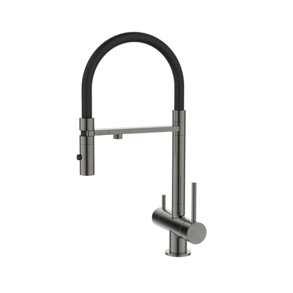 Смеситель для кухни Iddis Ace с фильтром и гибким изливом серый (ACEGMFFi05)