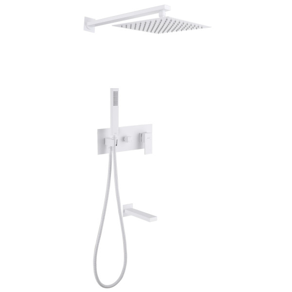 Душевая система Abber Daheim с изливом белый матовый (AF8217W)