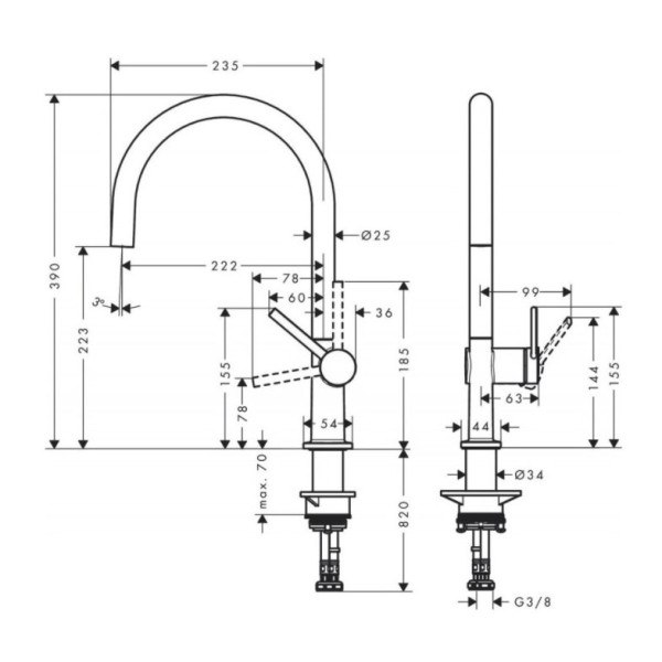 Смеситель для кухни Hansgrohe Zesis M33 хром, с видвижным изливом (74804800)