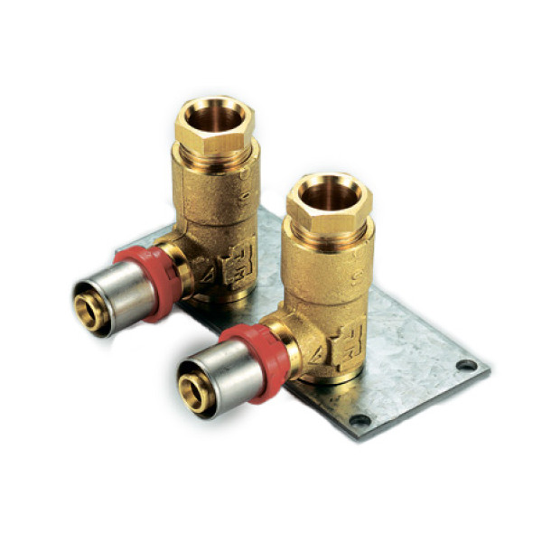 Водорозетка двойная 16*15 латунь (пресс) м/о 35 мм, Н=53 мм Tiemme (1650376)