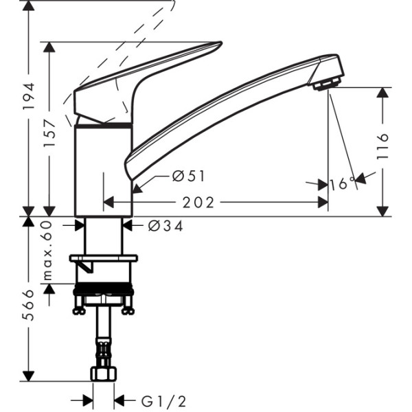 Смесители для кухни Hansgrohe Logis хром (71830000)