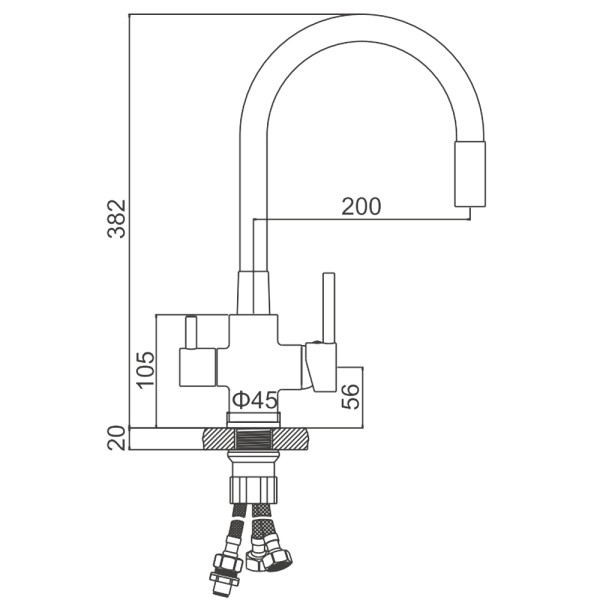 Смеситель для кухни Ledeme хром, с выходом для питьевой воды (L74255-3)