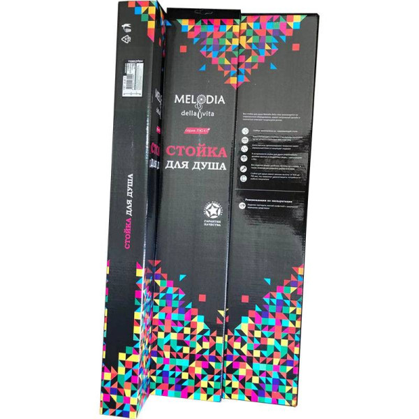 Душевая стойка Melodia Luxe Ringo d25, L620 c мыльницей чёрная (MKP25001C_bk)