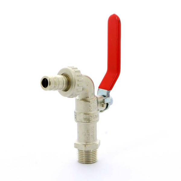 Кран шаровый сливной со штуцером Tiemme Eolo 1/2" (красная плоская стальная ручка) (2500006) Кран шаровый сливной со штуцером Tiemme Eolo 1/2" (красная плоская стальная ручка) (2500006)