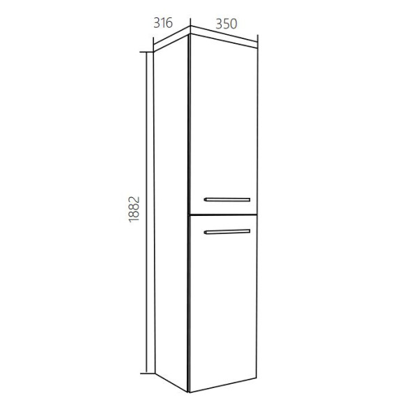 Пенал подвесной 1Marka Соната 350*316*1516 белый (У78471)