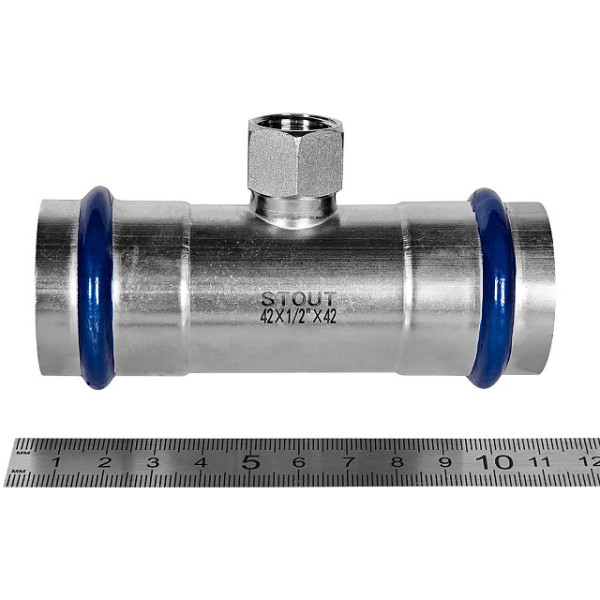 Тройник переходной 42х1/2"Вх42 Stout SSS-2015 ВПр-ВР (нерж.ст., пресс) SSS-2015-004212 Тройник переходной 42х1/2"Вх42 Stout SSS-2015 ВПр-ВР (нерж.ст., пресс) SSS-2015-004212
