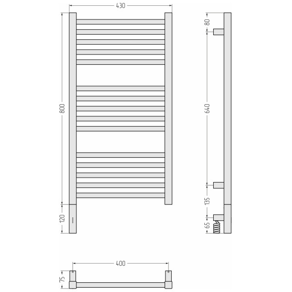 Полотенцесушитель электрический Сунержа Модус 3.1 800x400 провод слева матовый чёрный (31-5900-8040)