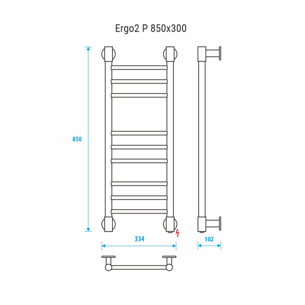 Полотенцесушитель электрический Energy Ergo P2 850х300 хром