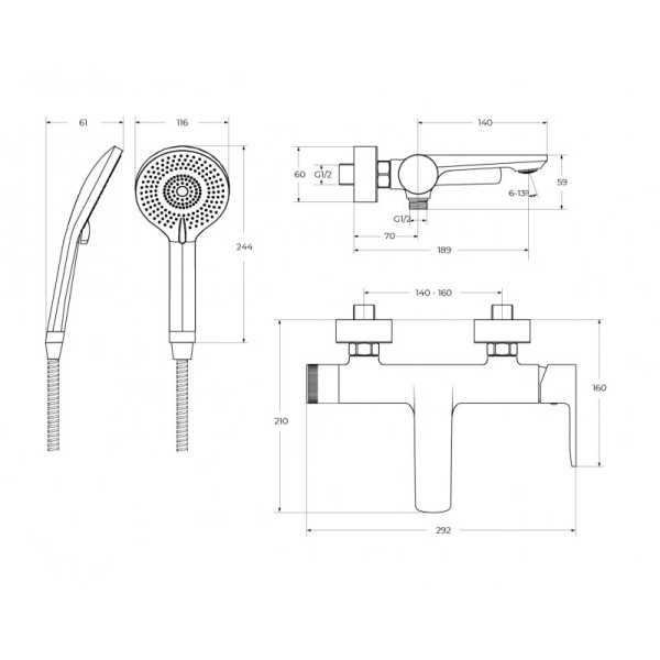 Смеситель для ванны и душа Cezares LUX хром глянцевый (LUX-VD-01)