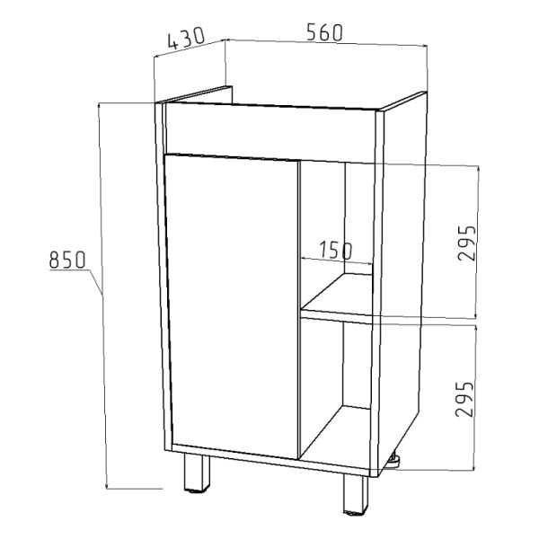 Тумба напольная Melodia Этюд 60 (Como 60) 1 дверь напольная графит/дуб золотой (MFR80039GT)