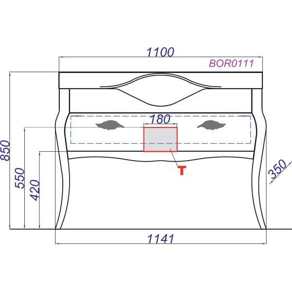 Тумба напольная Aqwella Borgia 1141x350x850 слоновая кость с патиной (BOR0111BG)