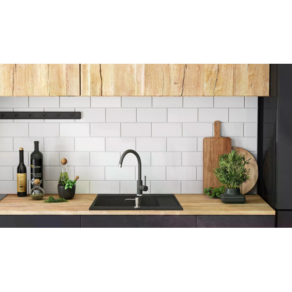 Мойка для кухни 2 чаши Rea fox black гранит 78x46,5x19 черная (ZLE-00134)