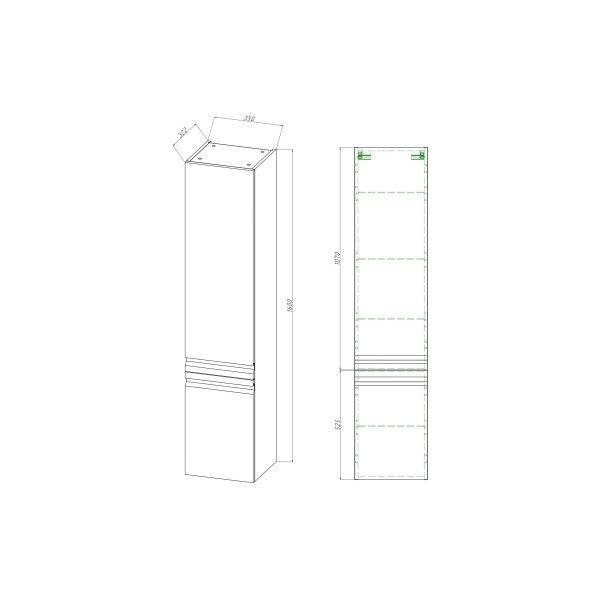Пенал подвесной Aquatek 350x322x1600 L серый матовый (AQ70035L-MG)