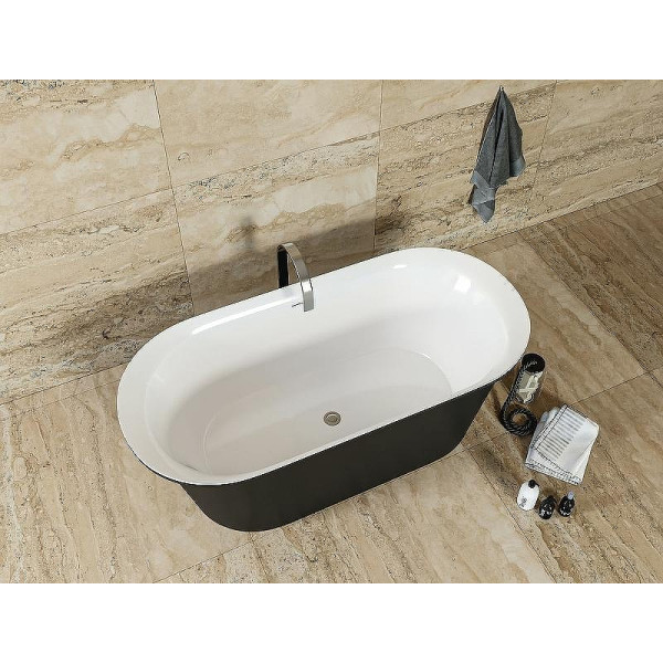 Ванна акриловая Aquanet Family Smart 170х78 белый/черный матовый Black matte слив-перелив (293083)