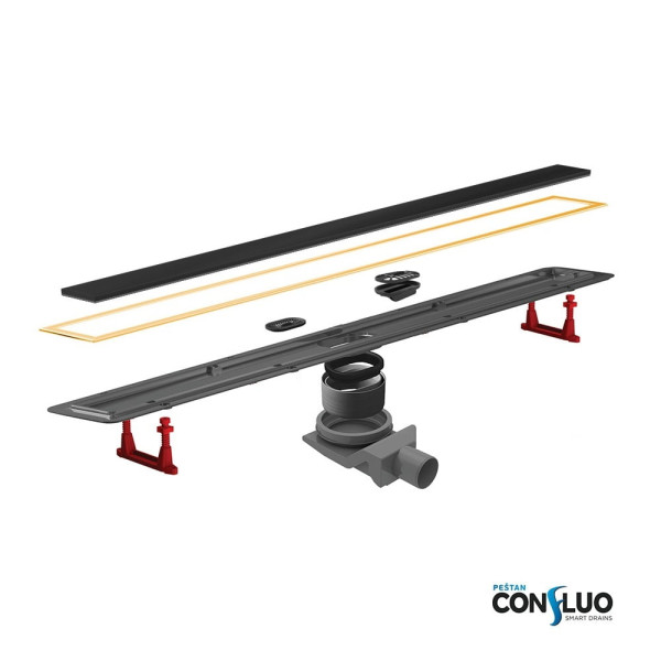 Душевой лоток Pestan Confluo Premium Line 550 Black Glass Gold хром матовый/черное стекло глянец, рамка золото (13100115) Душевой лоток Pestan Confluo Premium Line 550 Black Glass Gold хром матовый/черное стекло глянец, рамка золото (13100115)