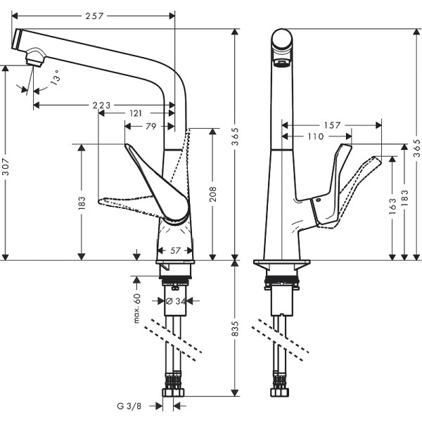 Смеситель для кухни Hansgrohe Metris хром (14883000)