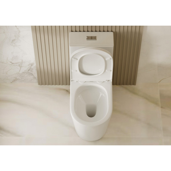 Унитаз напольный Abber Bequem AC1137T моноблок безободковый, смыв торнадо белый (AC1137T)