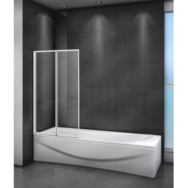 Душевая шторка для ванны Cezares Relax 80x140 стекло прозрачное, профиль белый (RELAX-V-2-80/140-C-Bi)