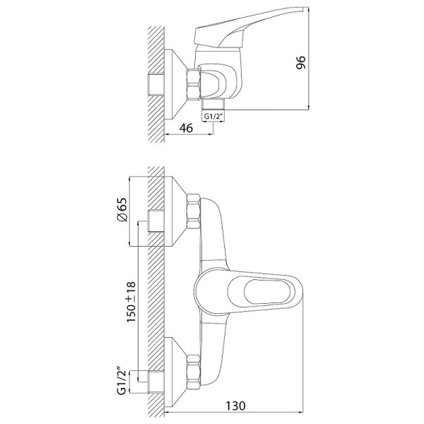 Смеситель для душа Dlin хром (D160628)
