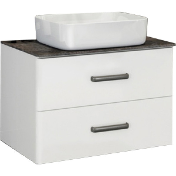 Тумба подвесная с раковиной Comforty Амстердам 750x500x630 белый глянцевый/черный матовый (00-00004668)