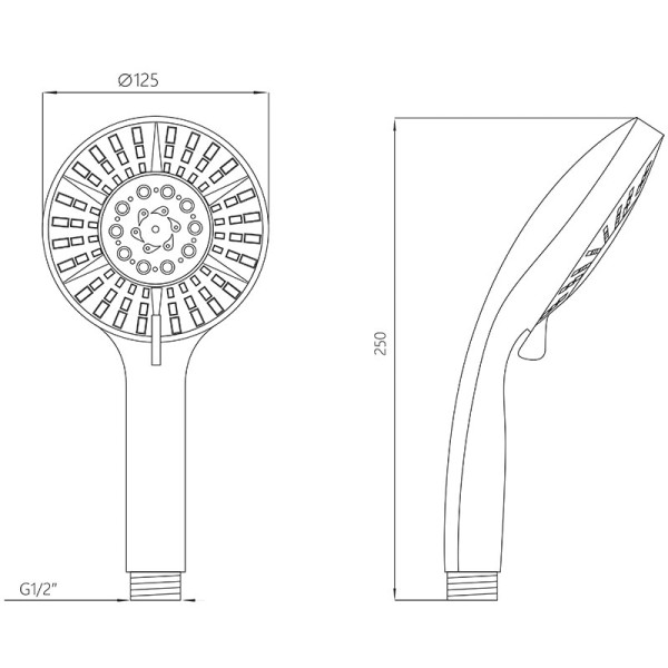 Душевая лейка Melodia 125 мм 5 функции, хром/черный/серый (MKP20439) Душевая лейка Melodia 125 мм 5 функции, хром/черный/серый (MKP20439)
