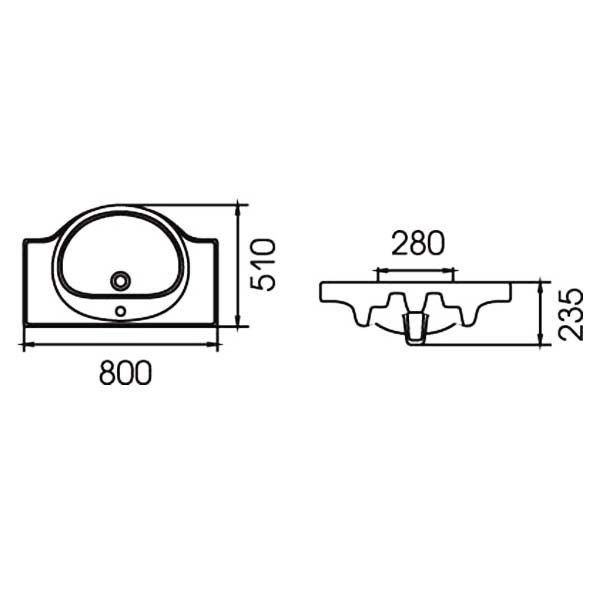 Раковина встраиваемая Cersanit Эрика 80