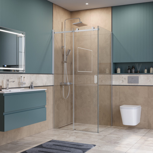 Душевой уголок BelBagno Soft Close-2 110x80x200 стекло прозрачное, профиль хром глянцевый (SOFT_CLOSE-2-AH-1-110/80-C-Cr)